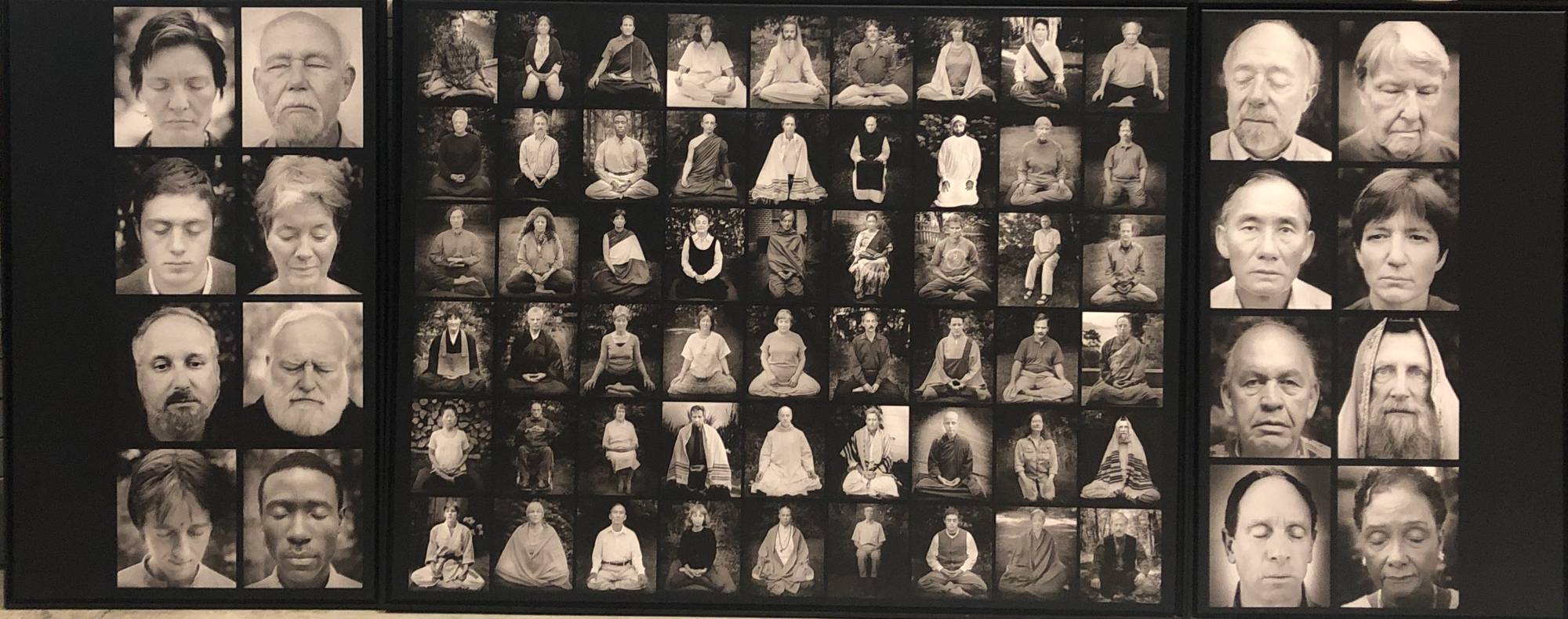 multiple portraits of people meditating